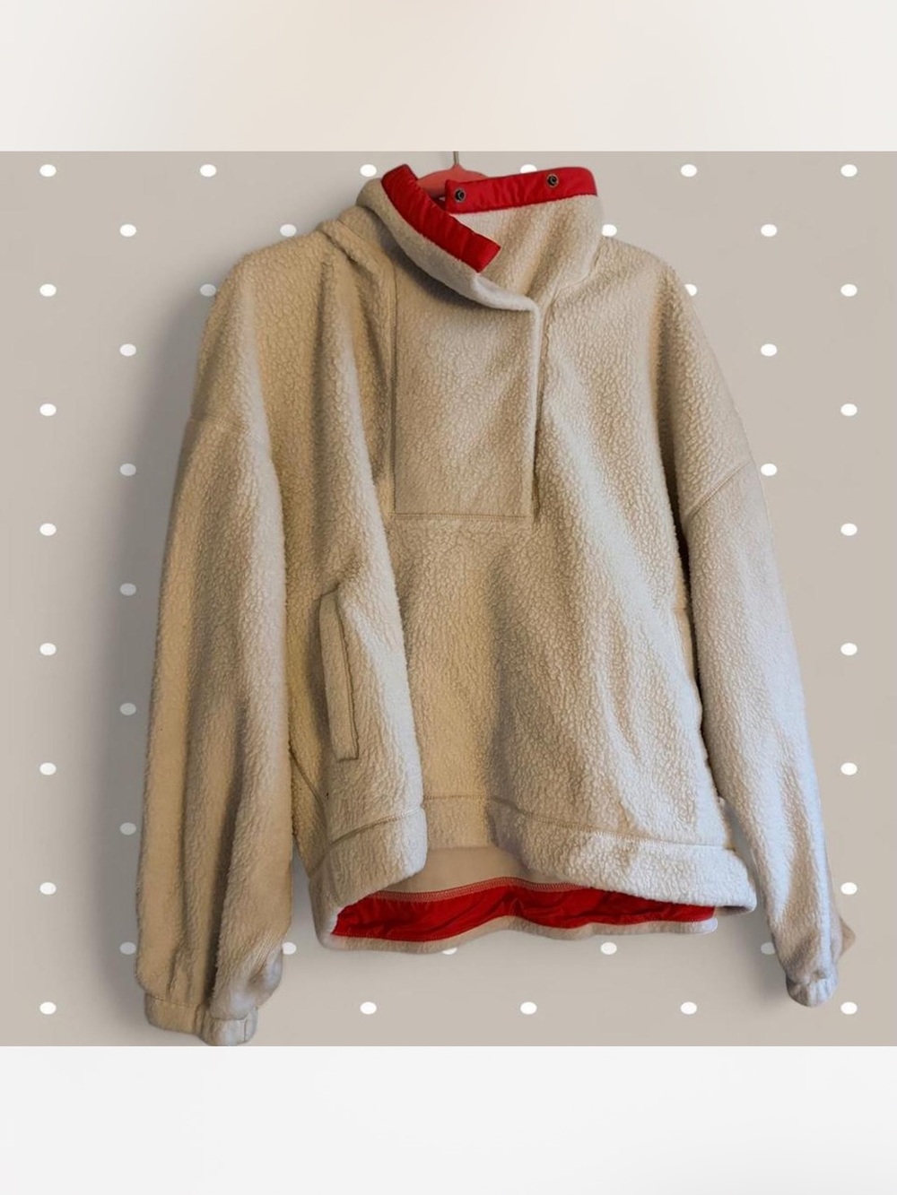 Free People Cream Sherpa Zip Pullover And Sweatpants Set